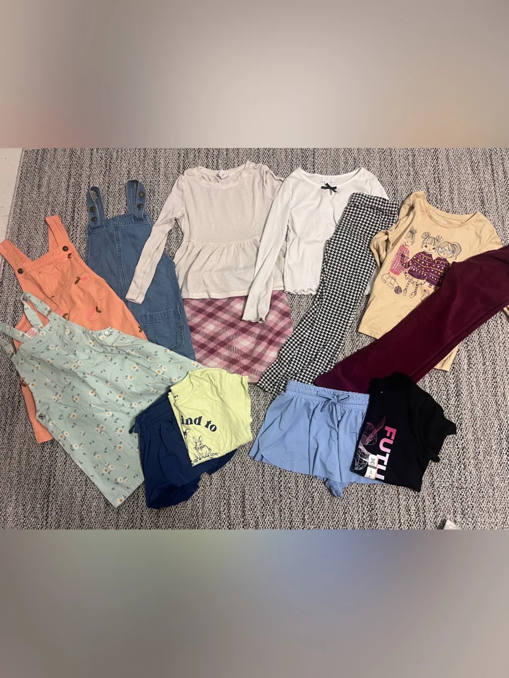 Girls 6 Fall School Clothing Lot Denim Jumpers Activewear Skorts Yoga Pants EUC